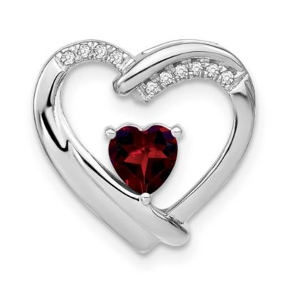 Belk & Co 1/2 ct. t.w. Garnet and 0.05 ct. t.w. Diamond Pendant in Rhodium-plated Sterling Silver, White