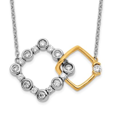 Belk & Co Lab Created 3/8 ct. t.w. Lab Grown Diamond Square Interlocking Necklace in 14K Two-Tone, Yellow