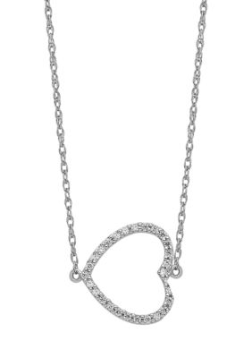 Belk & Co 1/6 Ct. T.w. Sideways Diamond Heart 18-Inch Necklace In 14K White Gold