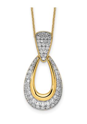 Belk & Co Lab Created 1.30 ct. t.w. Lab Grown Diamond VS+ F+ 18 Inch Teardrop Necklace in White Rhodium 14K Yellow Gold