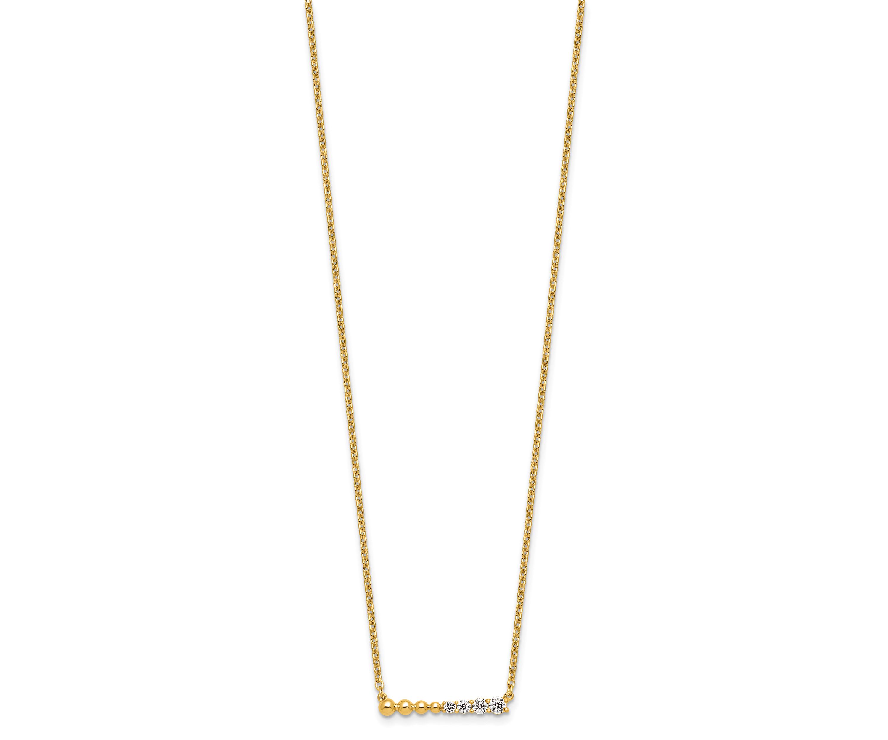 Lab Created 1/4 ct. t.w. Lab Grown Diamond Beaded Bar Necklace in 14K Yellow Gold