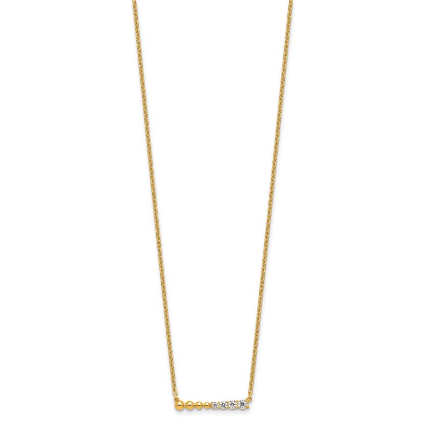 Lab Created 1/4 ct. t.w. Lab Grown Diamond Beaded Bar Necklace in 14K Yellow Gold