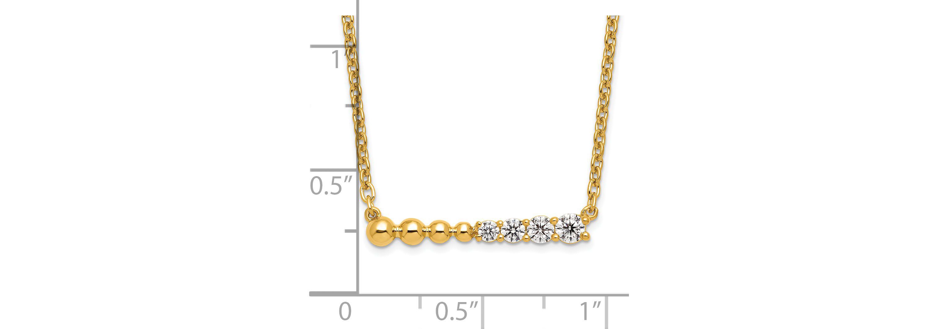 Lab Created 1/4 ct. t.w. Lab Grown Diamond Beaded Bar Necklace in 14K Yellow Gold