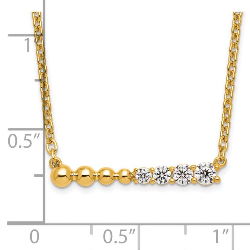 Lab Created 1/4 ct. t.w. Lab Grown Diamond Beaded Bar Necklace in 14K Yellow Gold