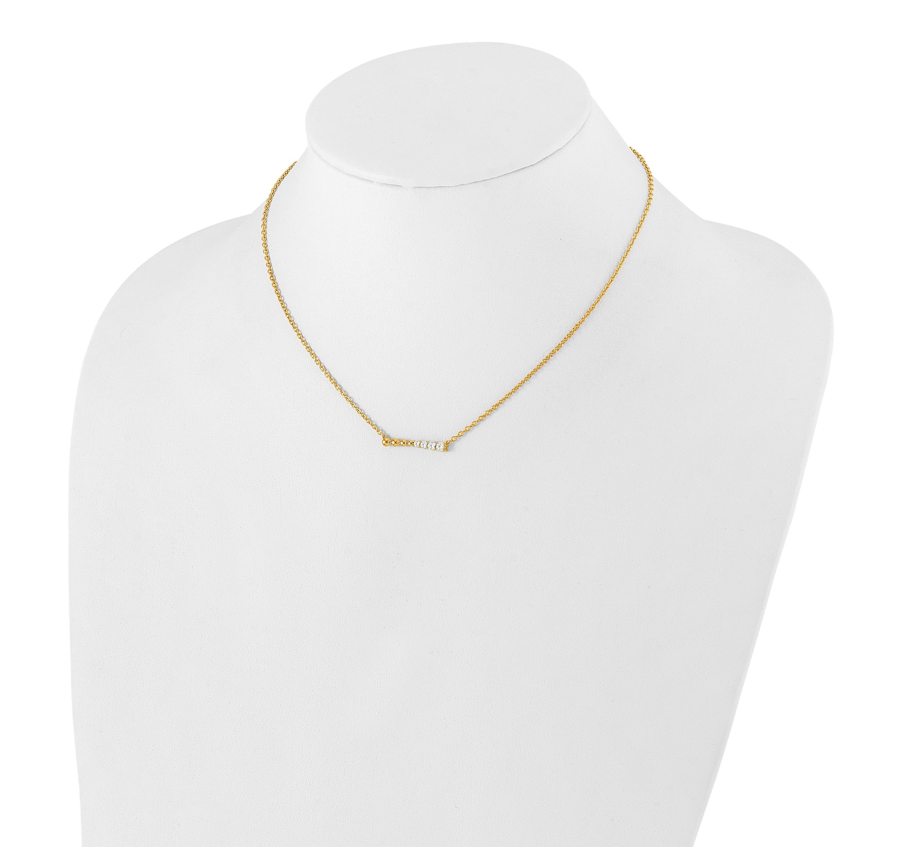 Lab Created 1/4 ct. t.w. Lab Grown Diamond Beaded Bar Necklace in 14K Yellow Gold