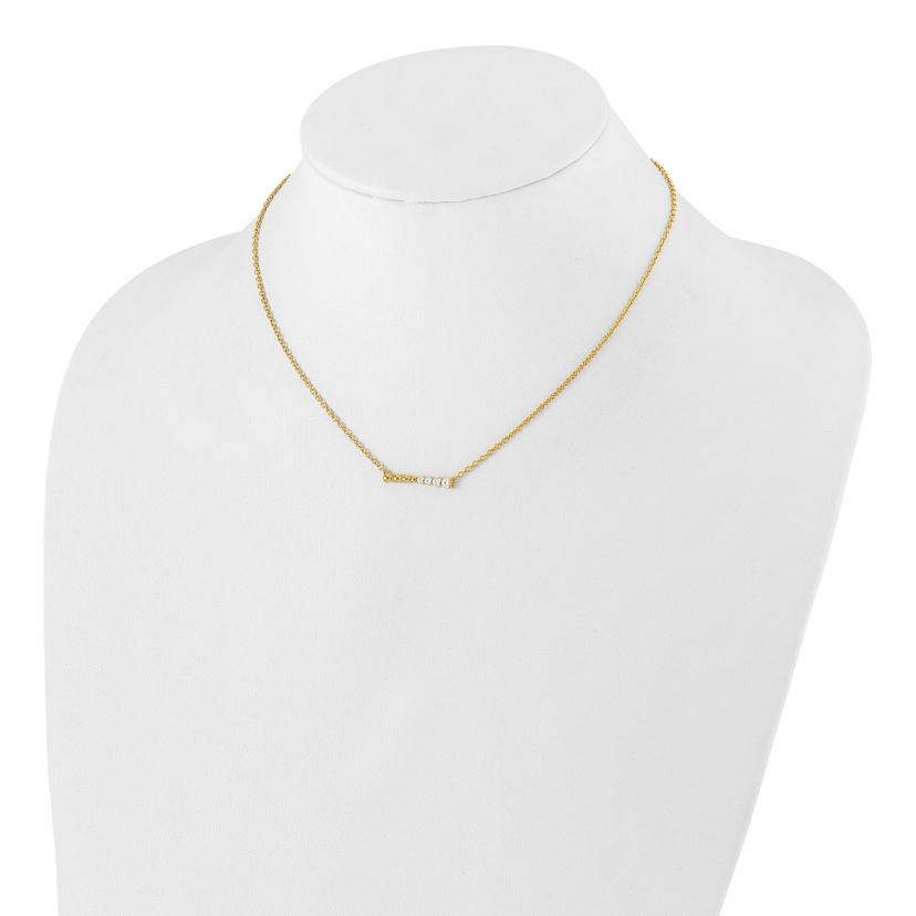Lab Created 1/4 ct. t.w. Lab Grown Diamond Beaded Bar Necklace in 14K Yellow Gold