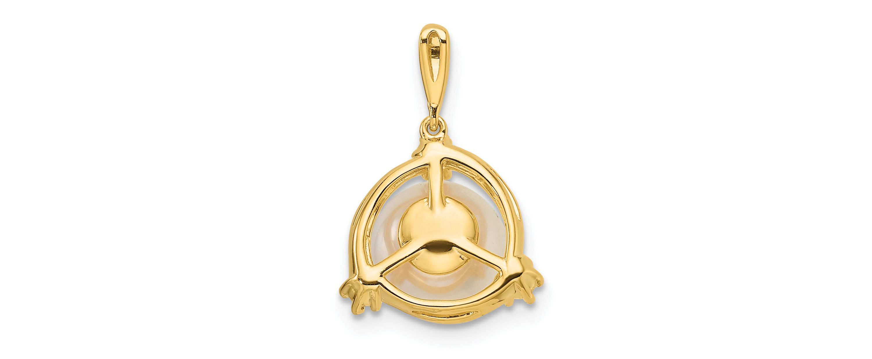Lab Created 1/8 ct. t.w. Lab Grown Diamond and FWC Pearl Pendant in 14K Yellow Gold