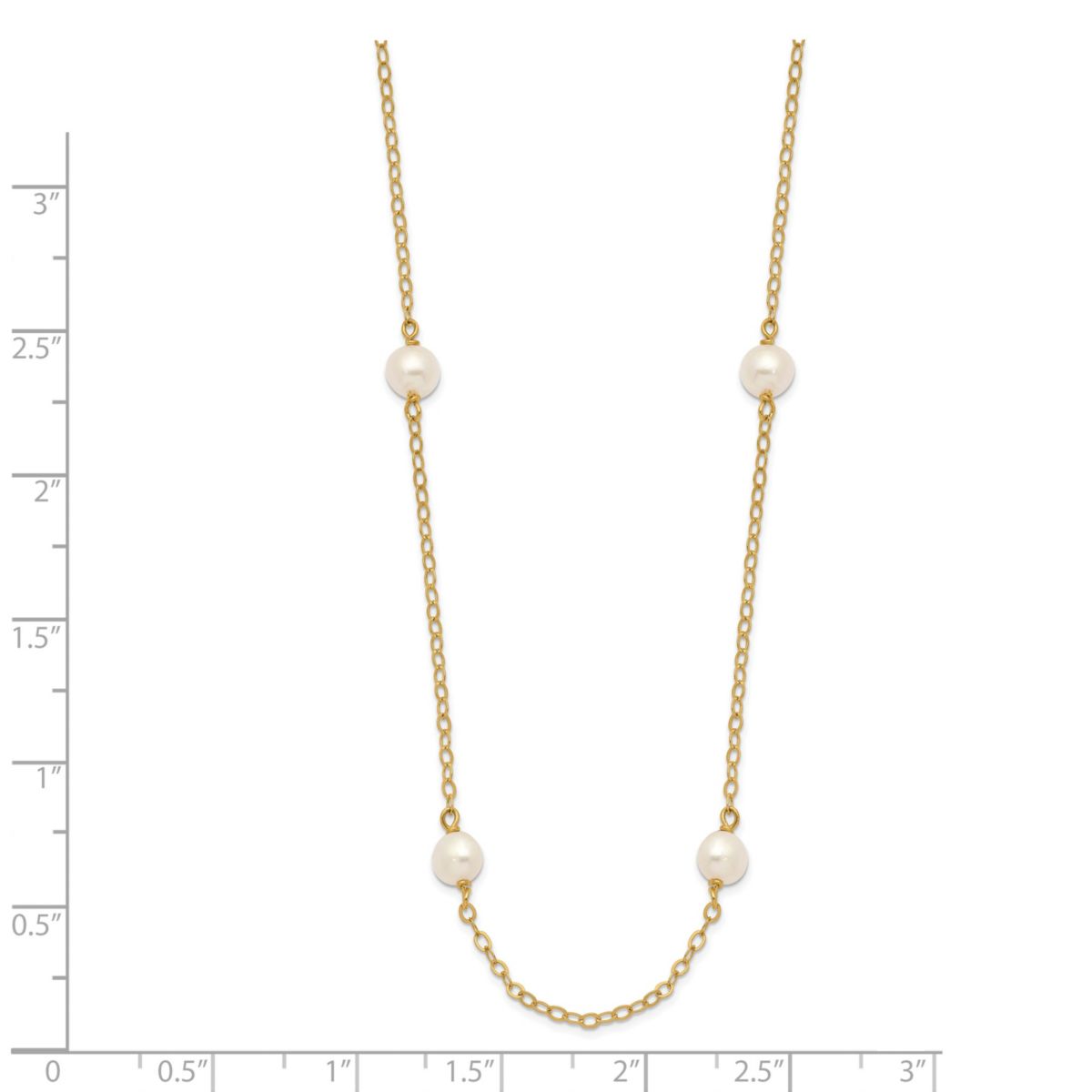 14K Yellow Gold 4-5mm White Near Round Freshwater Cultured Pearl 8-station Necklace