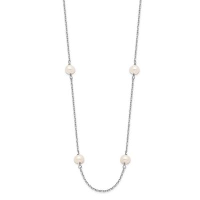Belk & Co 14K White Gold 4-5mm White Near Round Freshwater Cultured Pearl 8-station Necklace