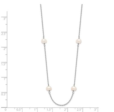 14K White Gold 4-5mm White Near Round Freshwater Cultured Pearl 8-station Necklace
