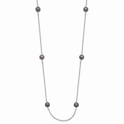 Belk & Co 14K White Gold 4-5mm Black Near Round Freshwater Cultured Pearl 8-station Necklace