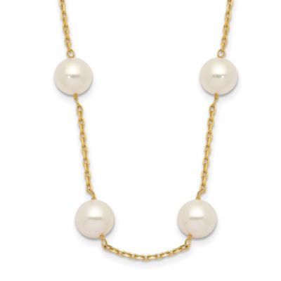 Belk & Co 14K Yellow Gold 8-9mm White Round Freshwater Cultured Pearl 14-station Necklace