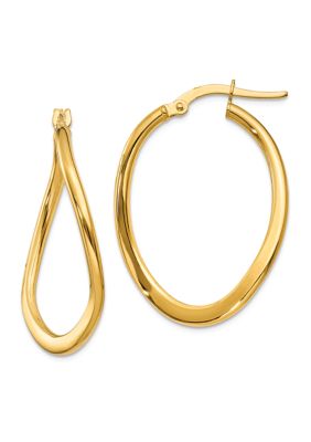 Belk & Co 14K Yellow Gold 2 Millimeter Polished Tapered Twist Hoop Earrings