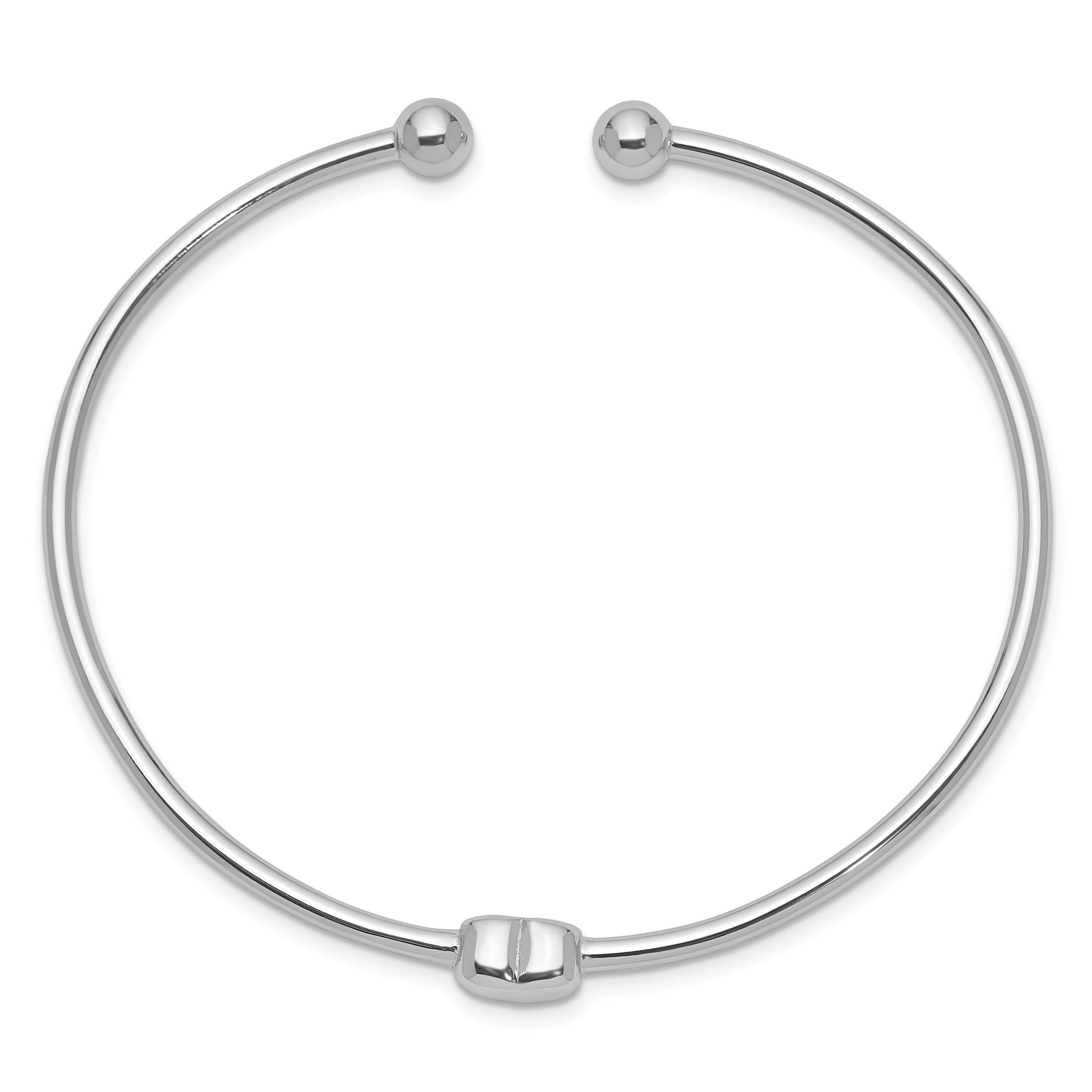 Sterling Silver Rhodium-plated Heart Cuff Bangle