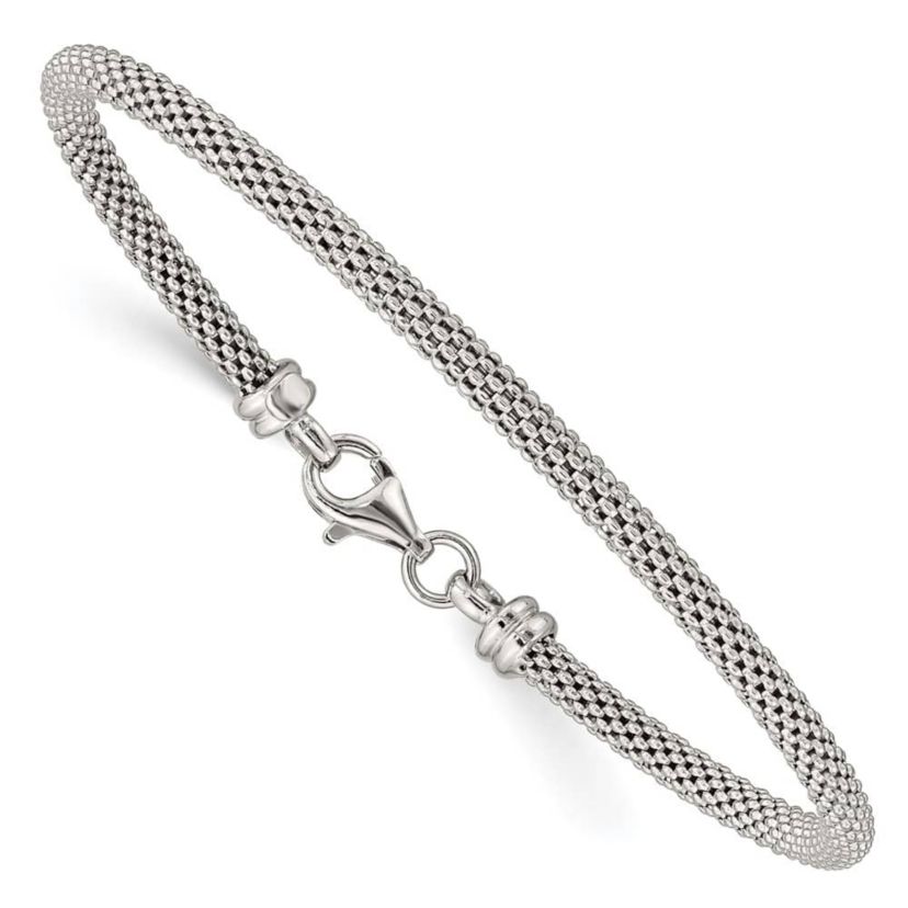 Sterling Silver Textured with Clasp Bangle