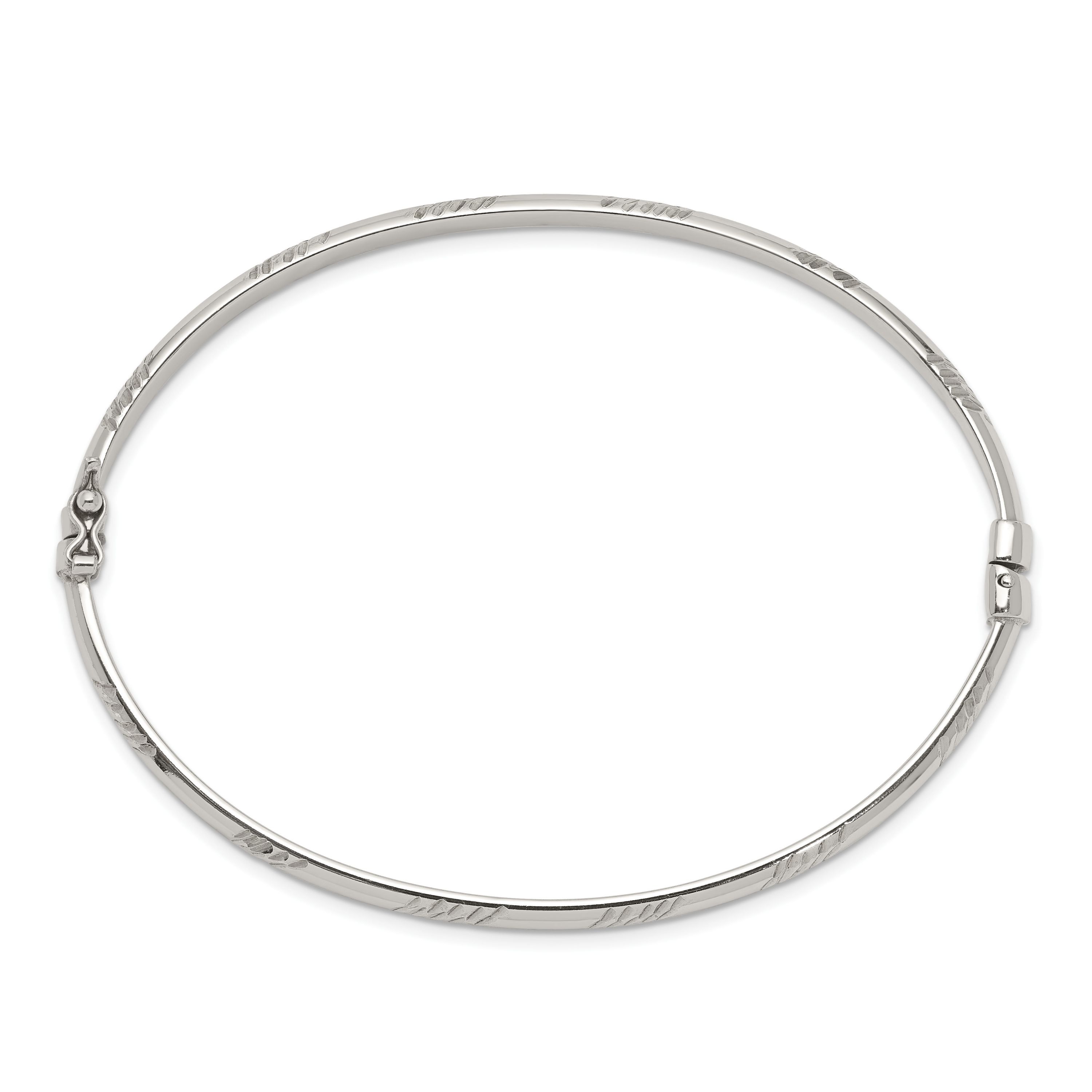 Sterling Silver Diamond-cut 4mm Bangle and 3mm Hoop Earring Set