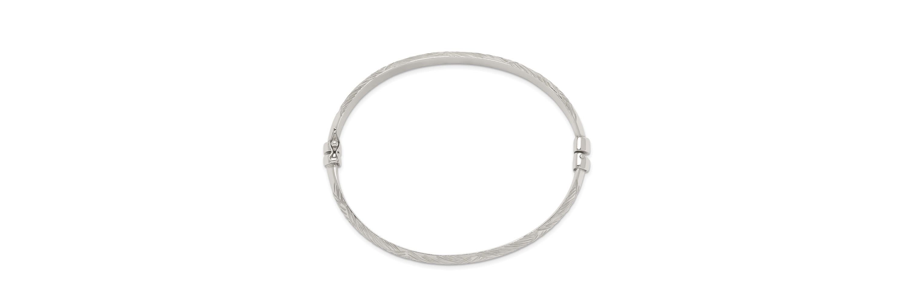 Sterling Silver Diamond-cut 7.5mm Bangle and 5mm Hoop Earring Set