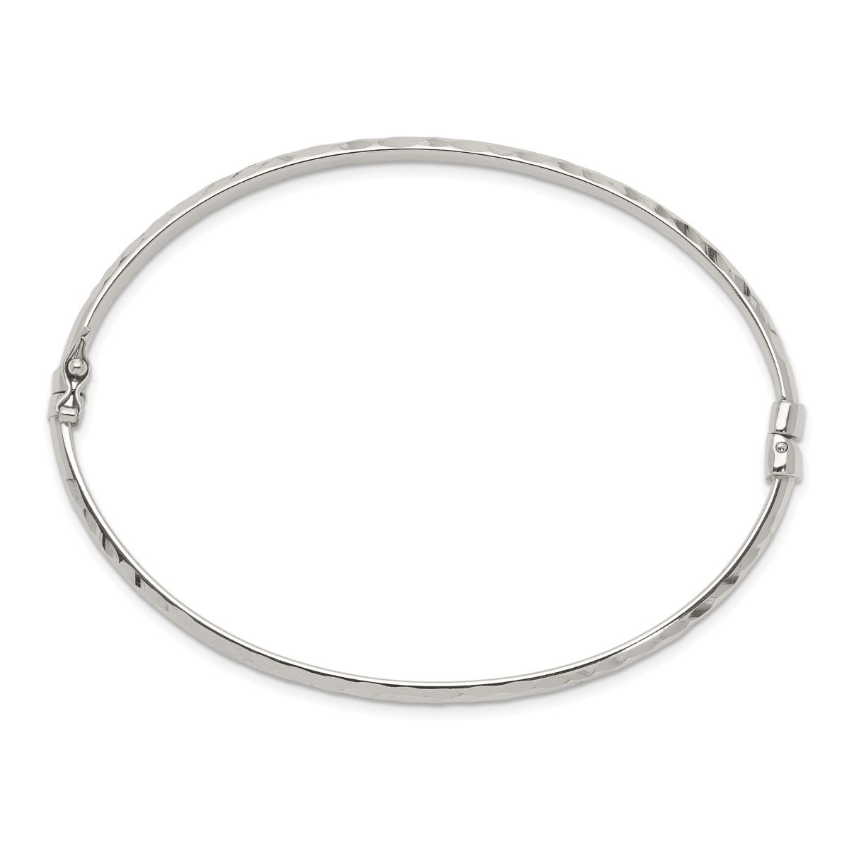 Sterling Silver Diamond-cut 4mm Bangle and 3mm Hoop Earring Set