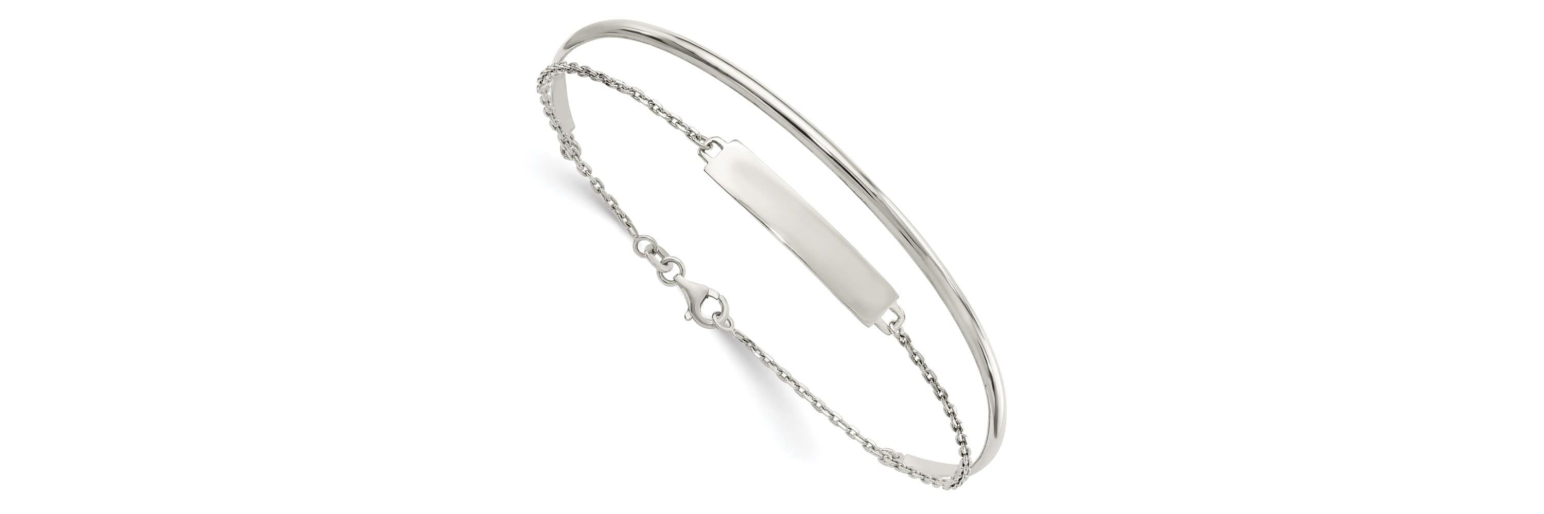 Sterling Silver Polished ID Bangle