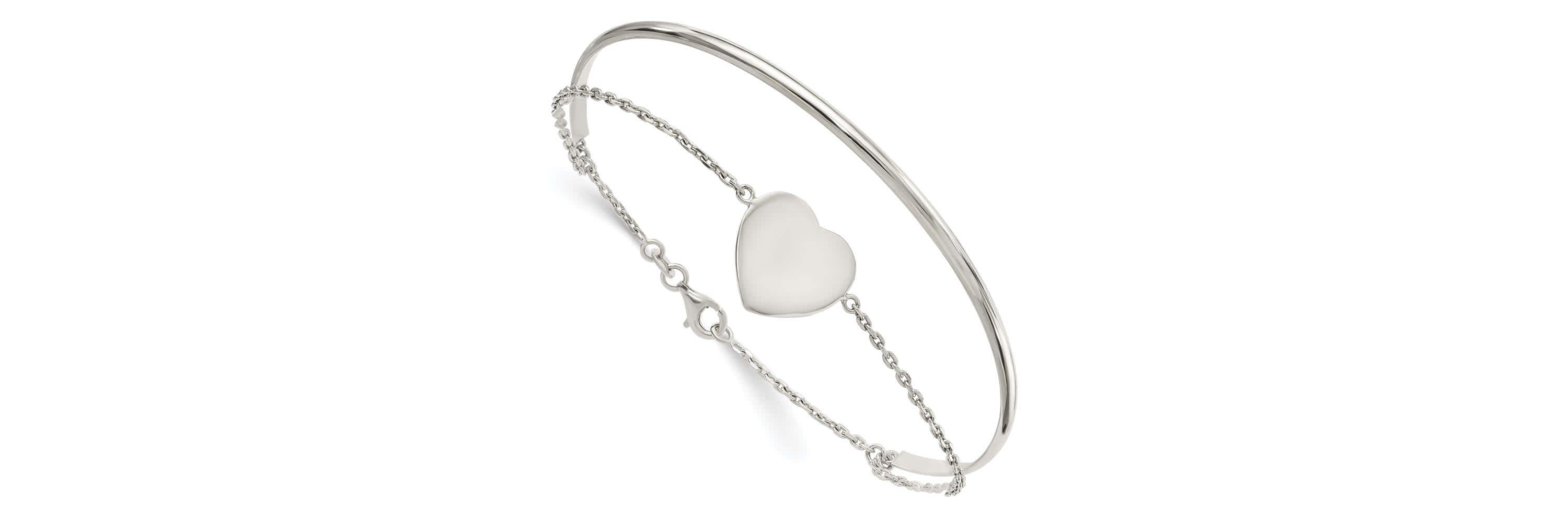 Sterling Silver Polished Heart Ring and Bangle