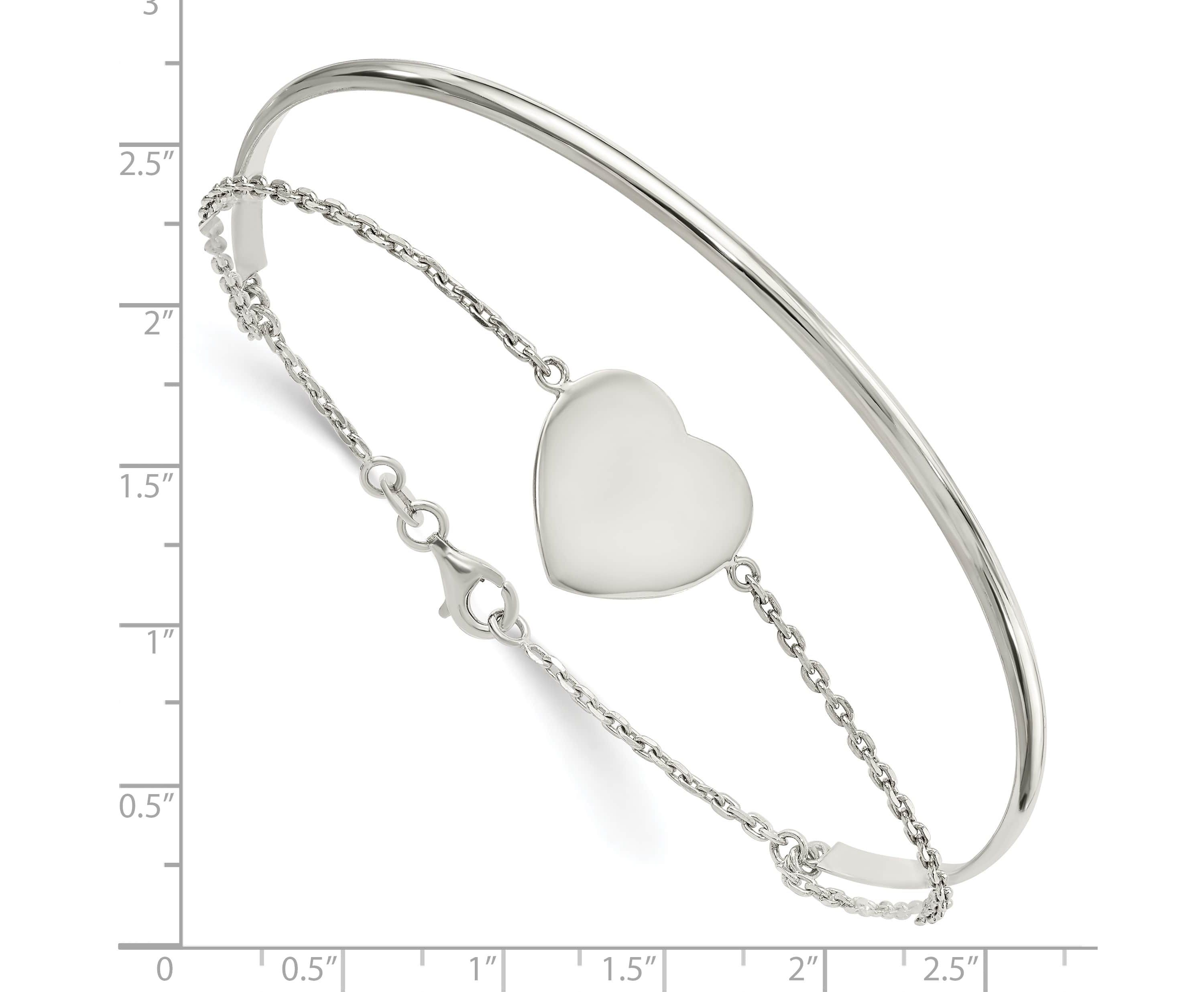Sterling Silver Polished Heart Ring and Bangle