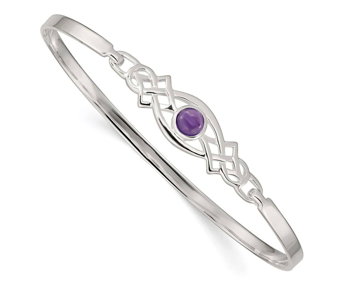 5/8 ct. t.w. Amethyst Celtic Knot Bangle Bracelet in Sterling Silver