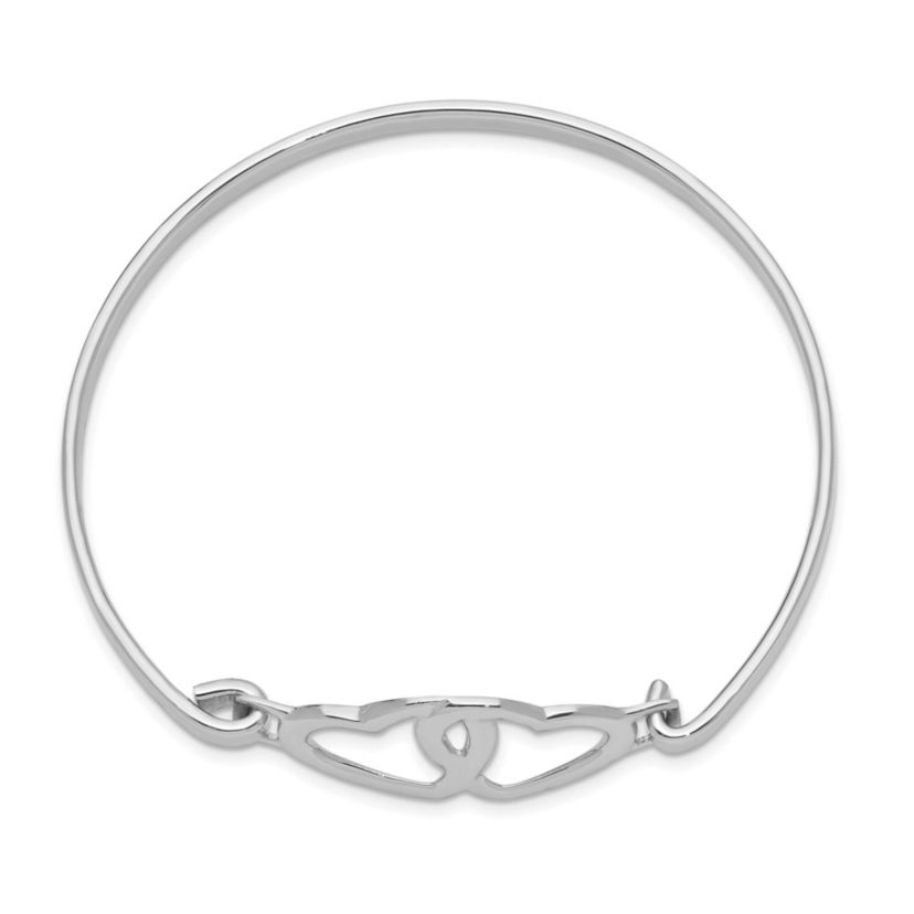 Sterling Silver Rhodium-plated Heart Bangle