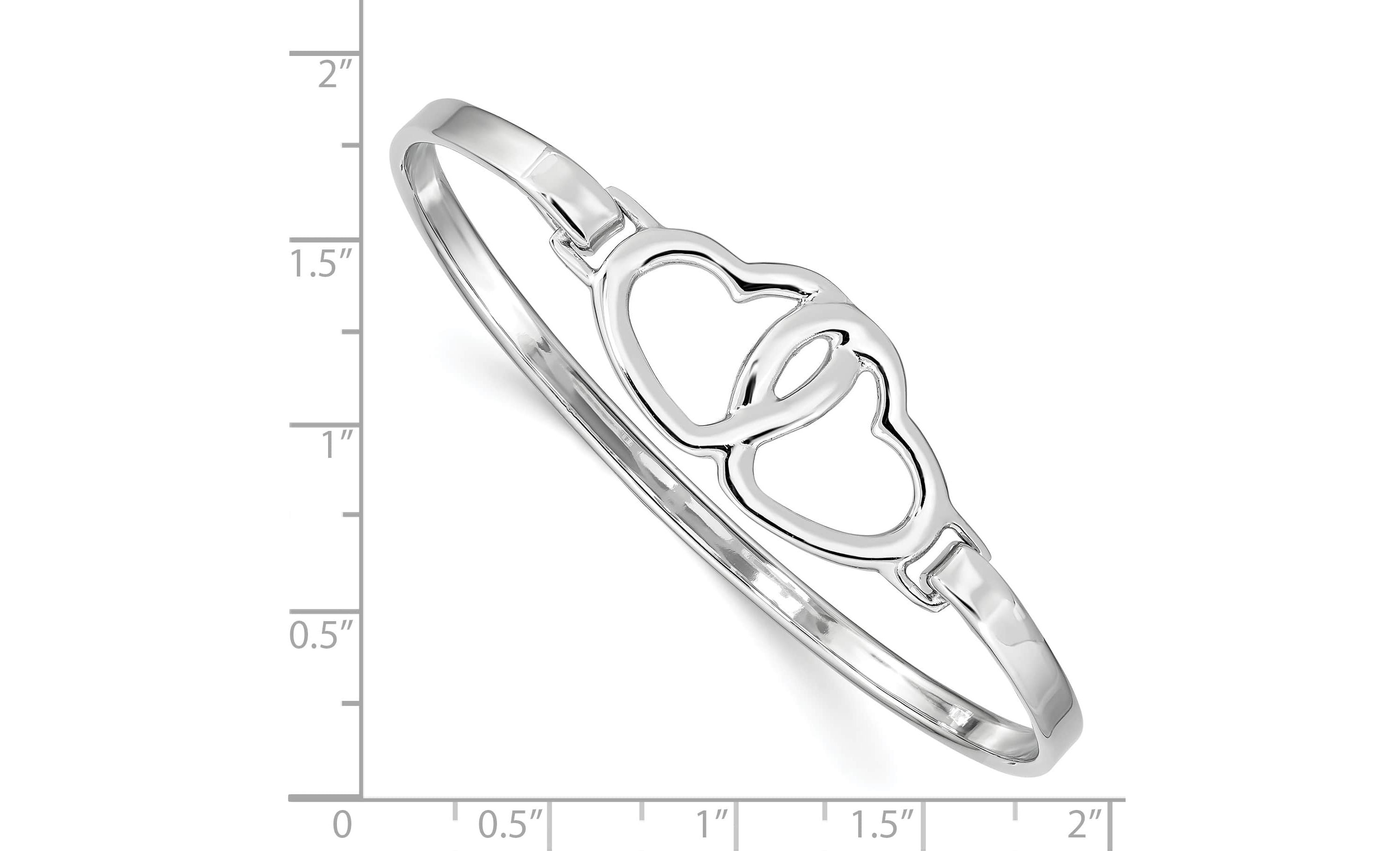 Sterling Silver Rhodium-plated Heart Bangle
