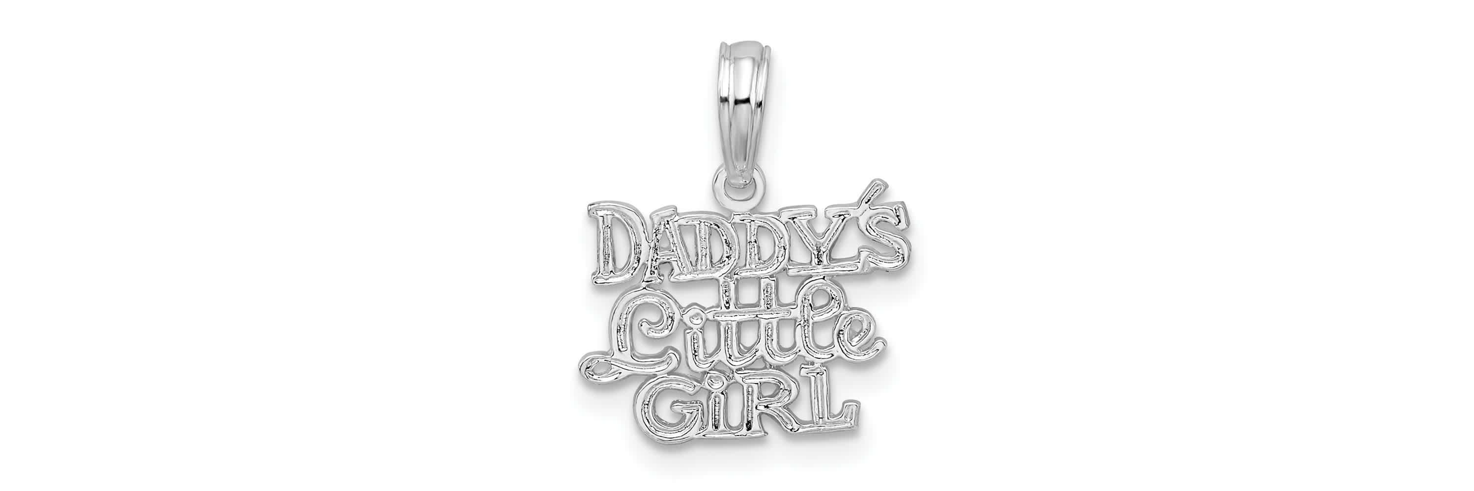 Sterling Silver Rhodium-plated Polished DADDYS LITTLE GIRL Pendant