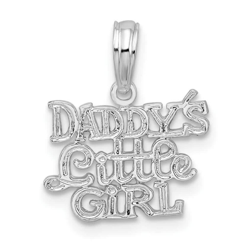 Sterling Silver Rhodium-plated Polished DADDYS LITTLE GIRL Pendant