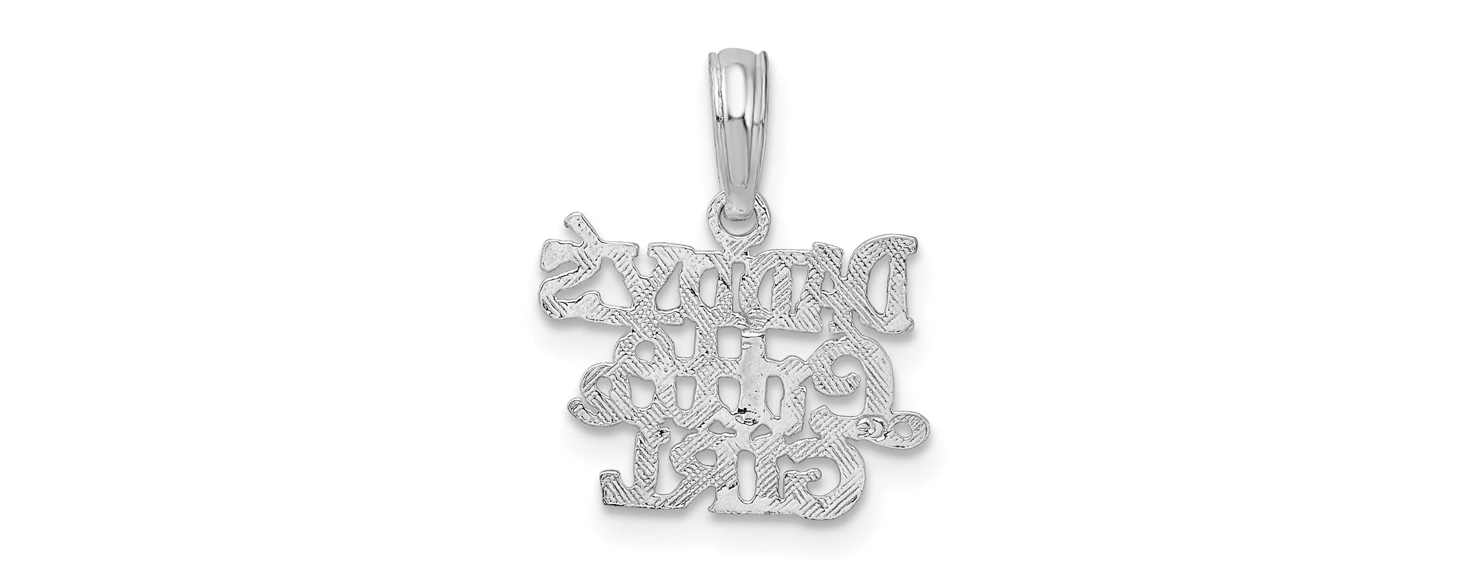 Sterling Silver Rhodium-plated Polished DADDYS LITTLE GIRL Pendant