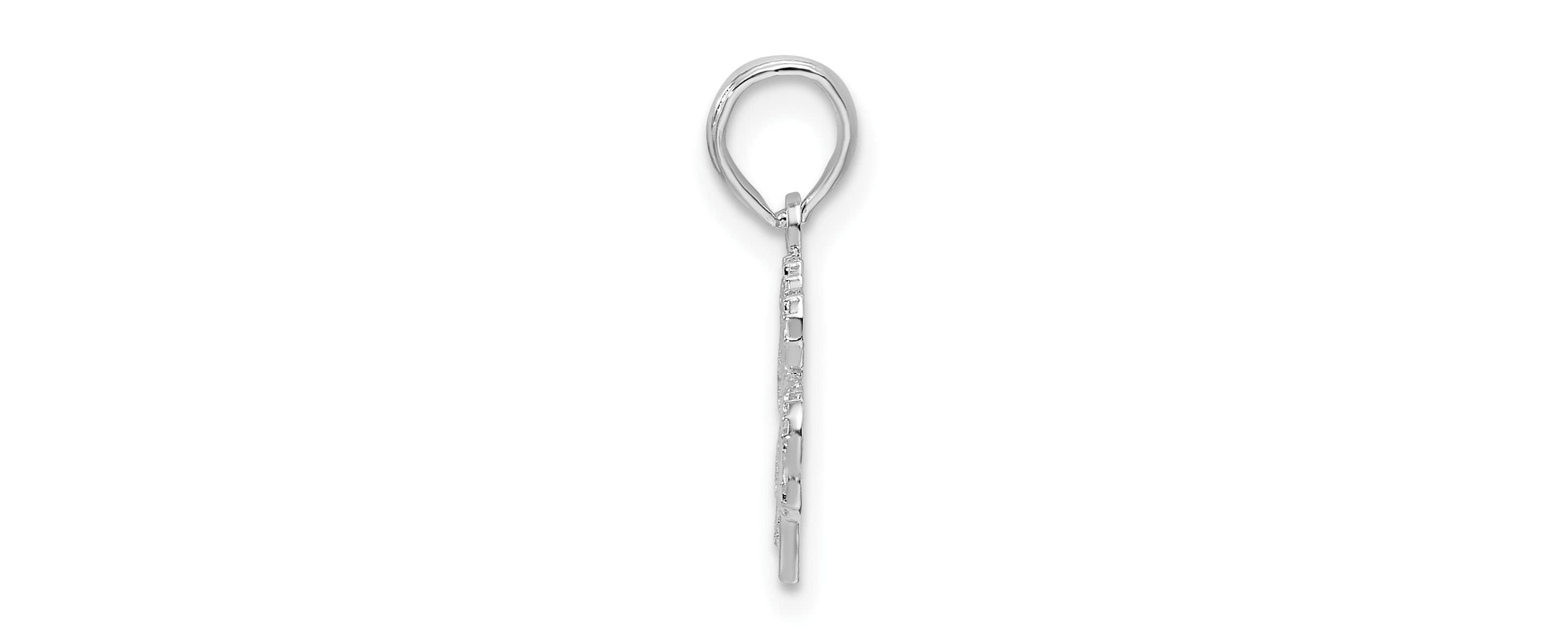 Sterling Silver Rhodium-plated Polished/Textured Shamrock Pendant