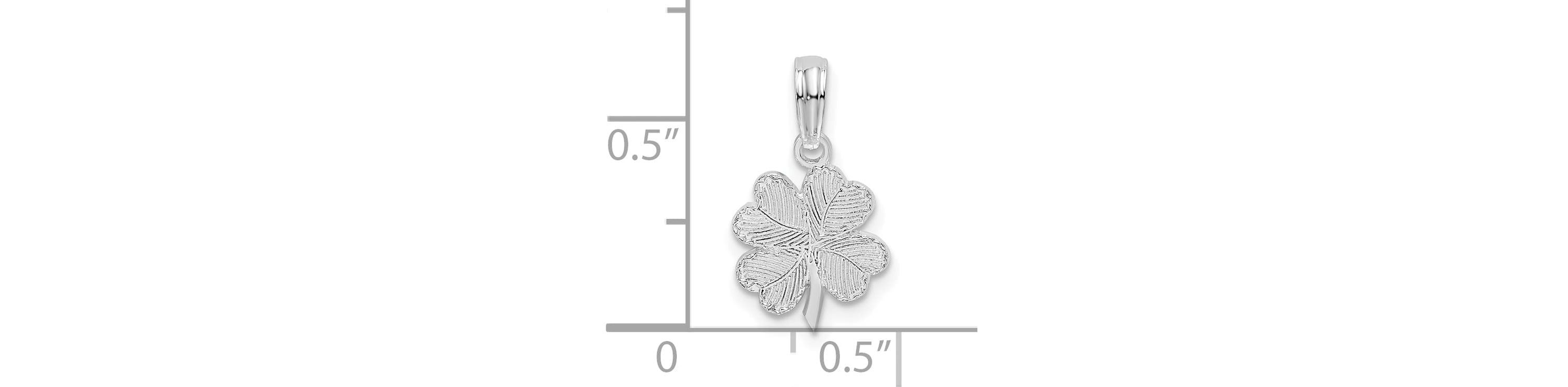 Sterling Silver Rhodium-plated Polished/Textured Shamrock Pendant