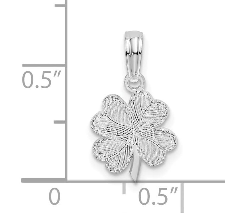 Sterling Silver Rhodium-plated Polished/Textured Shamrock Pendant
