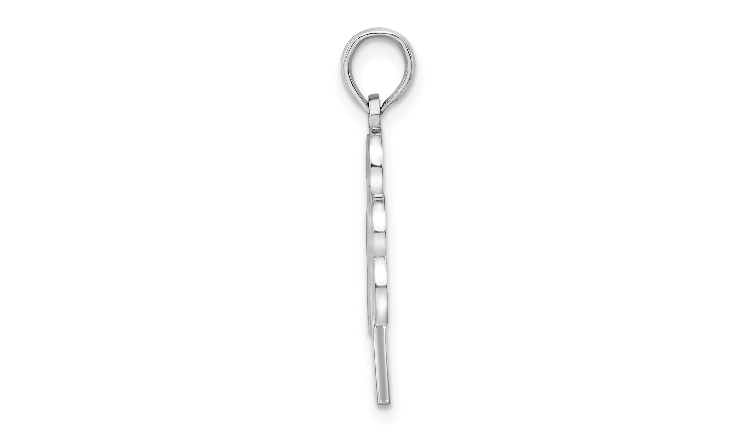 Sterling Silver Rhodium-plated Polished Enameled Shamrock Pendant