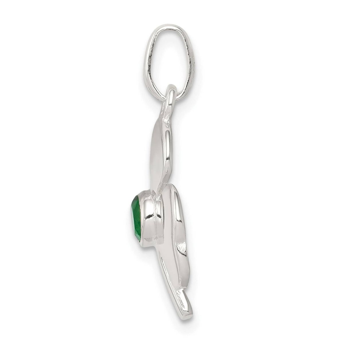 Sterling Silver Clover with Green Glass Charm