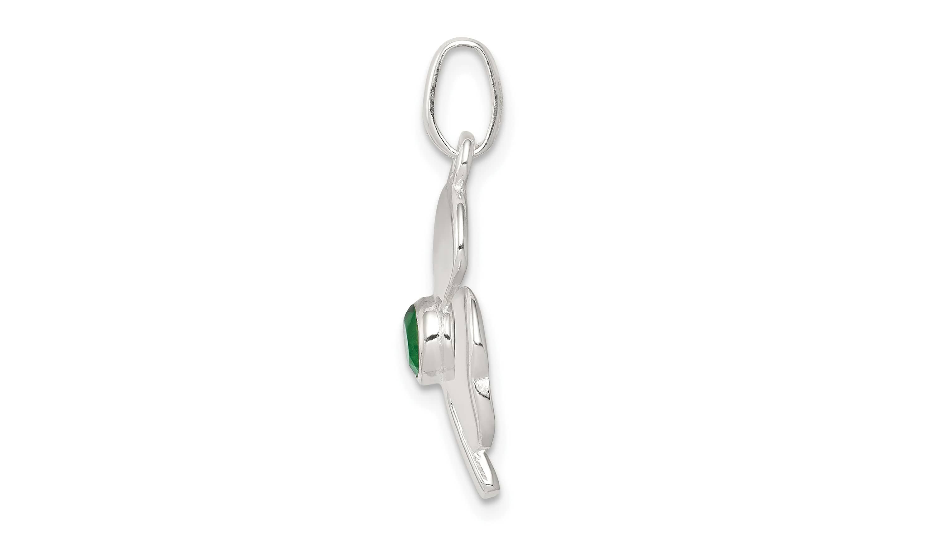 Sterling Silver Clover with Green Glass Charm