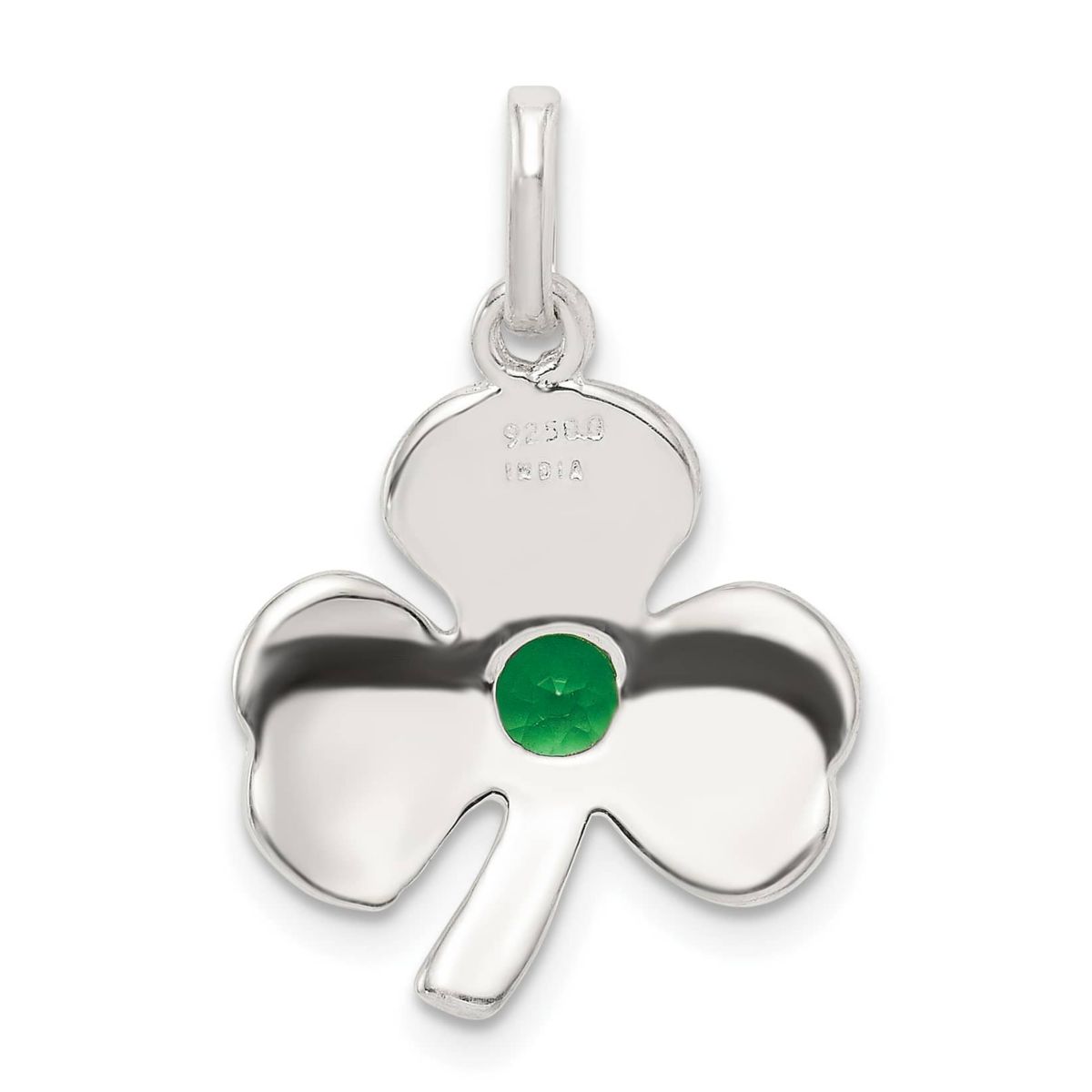Sterling Silver Clover with Green Glass Charm