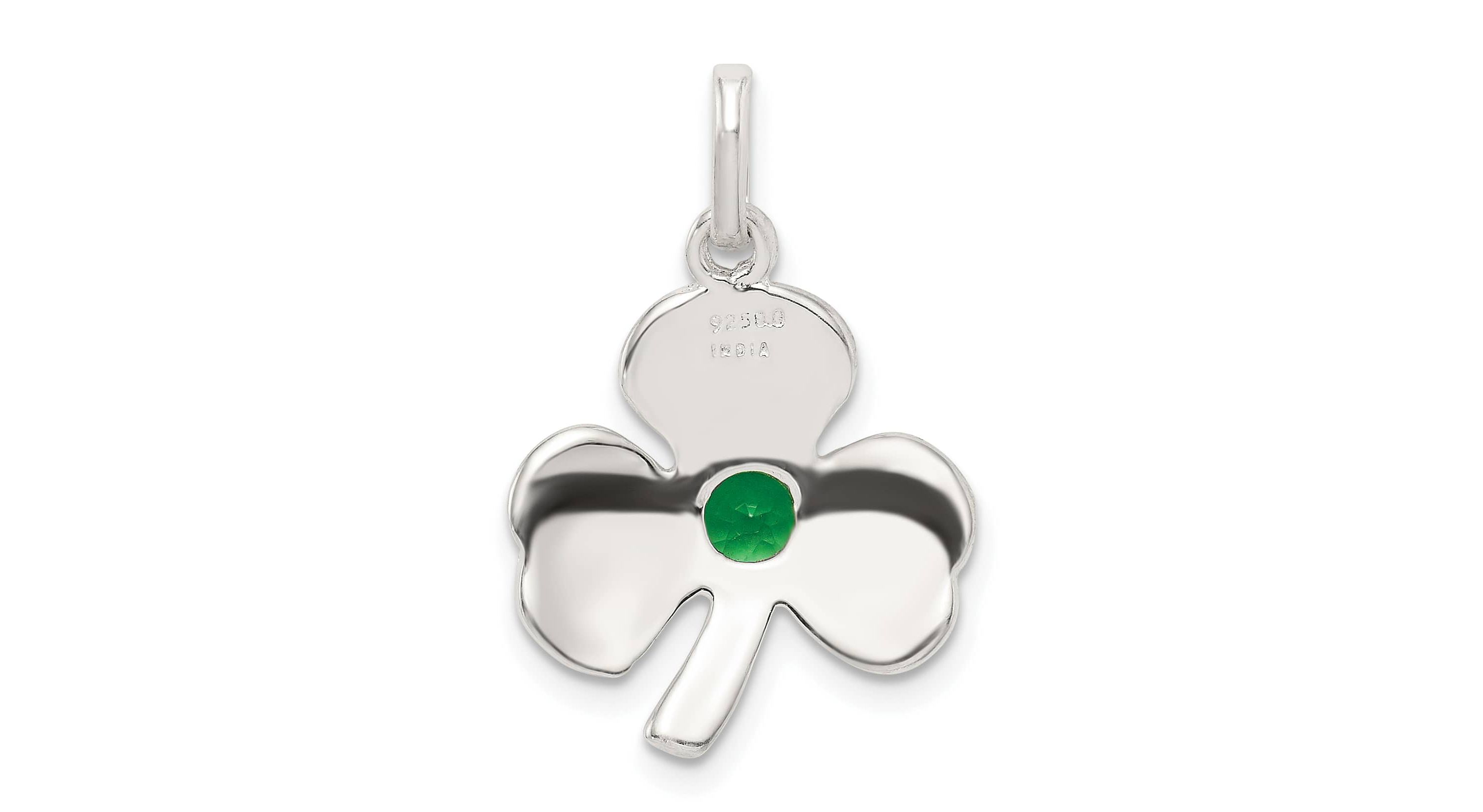 Sterling Silver Clover with Green Glass Charm