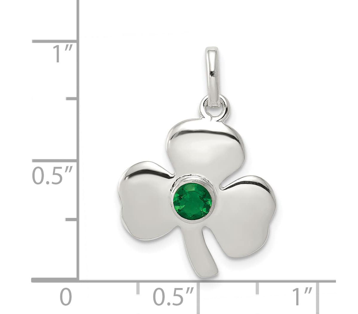 Sterling Silver Clover with Green Glass Charm