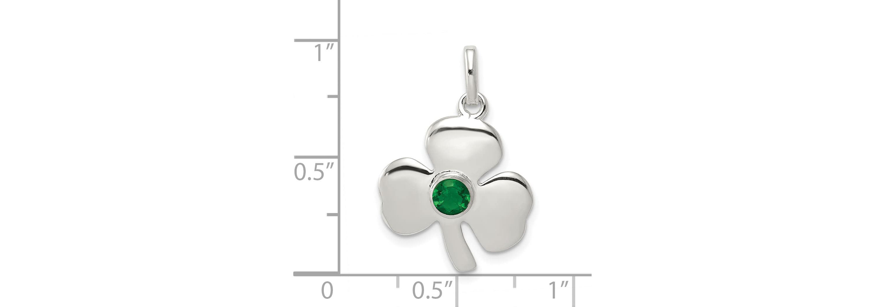 Sterling Silver Clover with Green Glass Charm