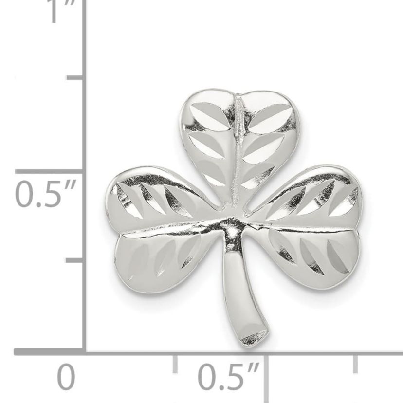 Sterling Silver Polished Diamond-cut Shamrock Chain Slide