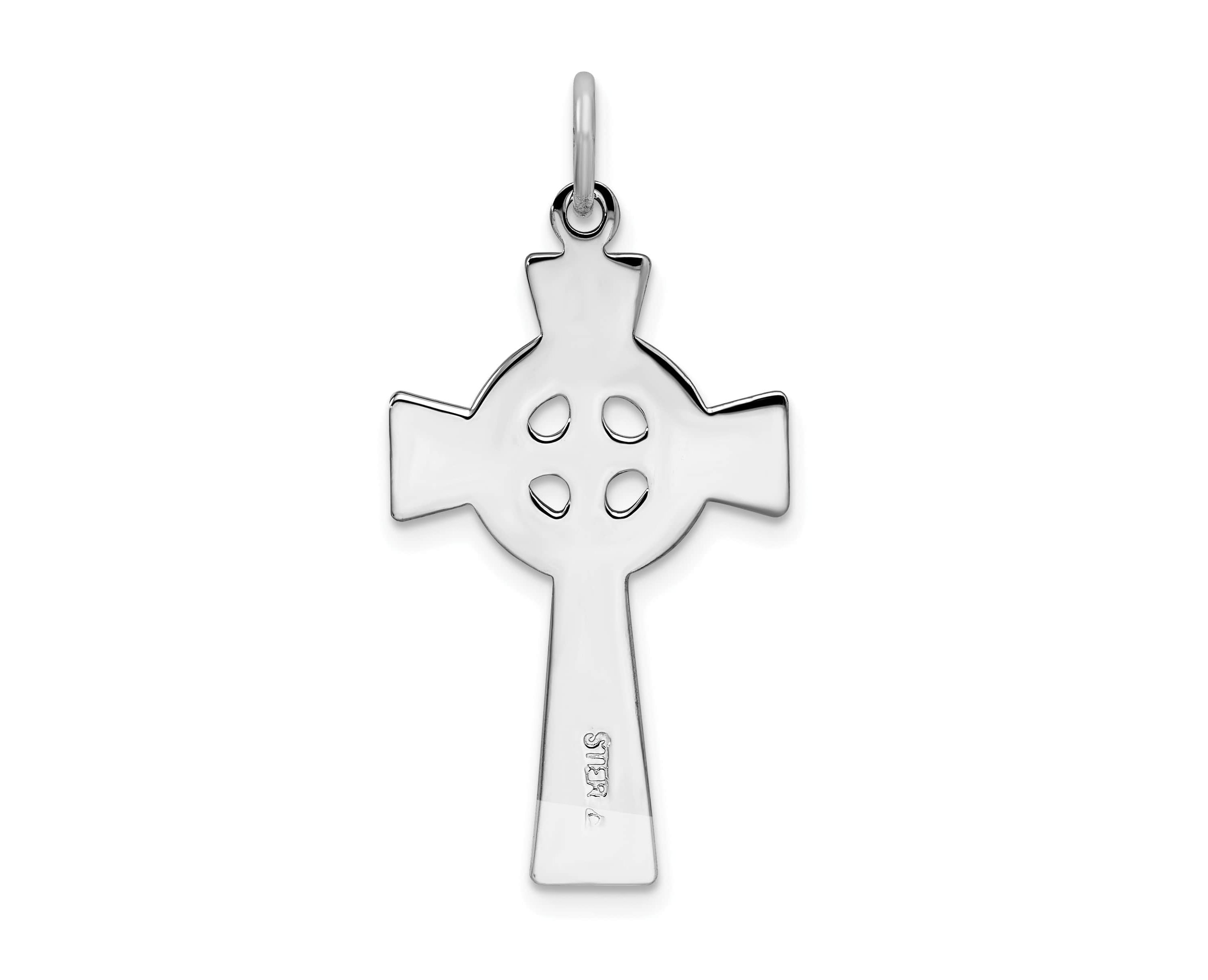 Sterling Silver Rhodium-plated Celtic Cross Pendant