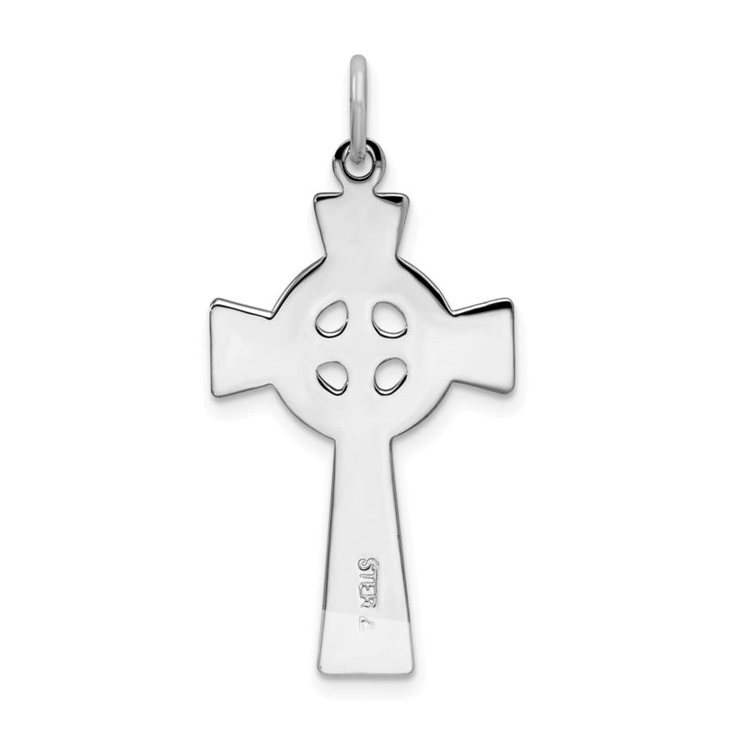 Sterling Silver Rhodium-plated Celtic Cross Pendant