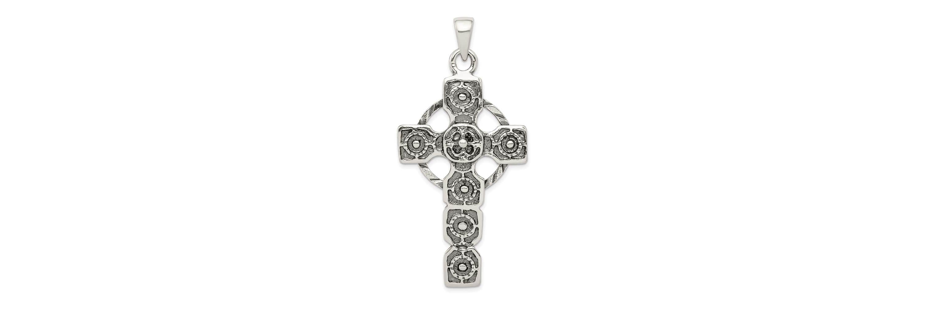 Sterling Silver Antiqued Celtic Cross Pendant
