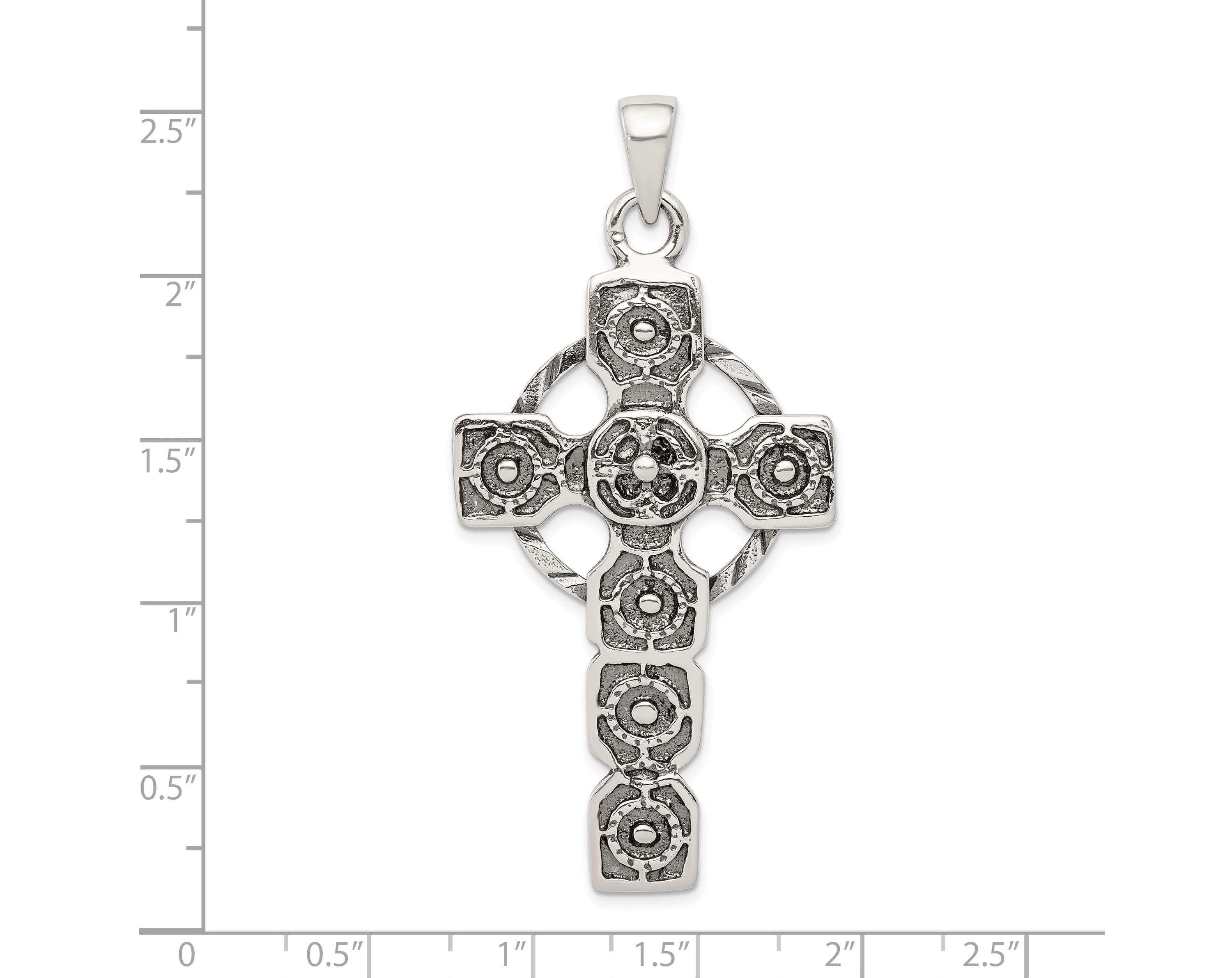 Sterling Silver Antiqued Celtic Cross Pendant