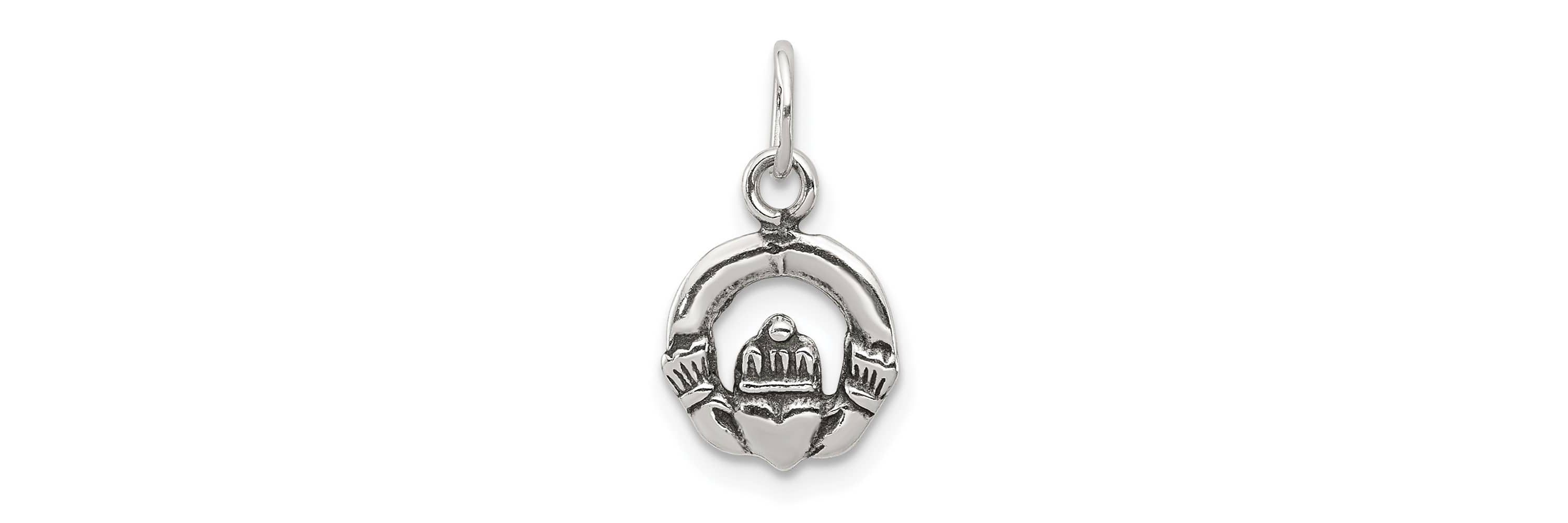 Sterling Silver Mini Antiqued Claddagh Charm
