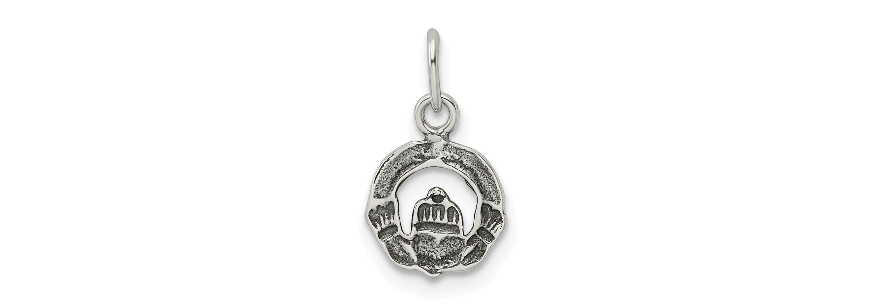 Sterling Silver Mini Antiqued Claddagh Charm
