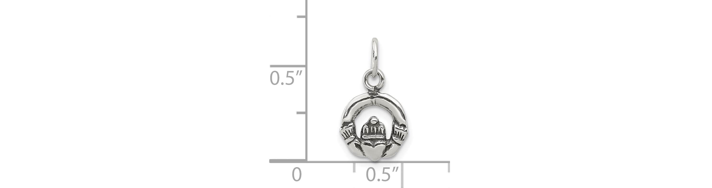 Sterling Silver Mini Antiqued Claddagh Charm