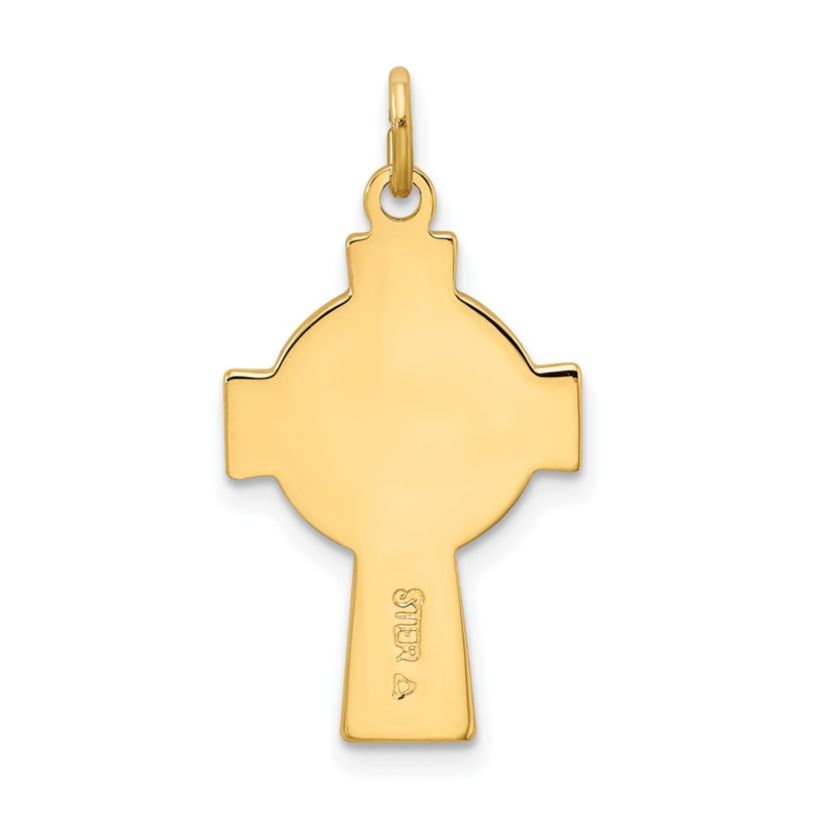 Sterling Silver Rhodium-plated Polished and Gold-plated Epoxy Cross Pendant